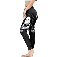 Xhuibop Halloween Cute Ghost Yoga Leggings For Women High Waist Tummy Control Jogger Pants Large Size Womens Workout Pants Loose