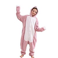 Darkcom Animal Onesie Unisex Adult Pajamas One Piece Cosplay Pink Sloth Halloween Costume For Women Men Small