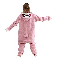 Darkcom Animal Onesie Unisex Adult Pajamas One Piece Cosplay Pink Sloth Halloween Costume For Women Men Small