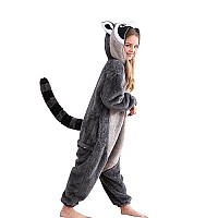 Darkcom Animal Onesie Unisex Adult Pajamas One Piece Cosplay Gray Raccoon Halloween Costume For Women Men Xlarge