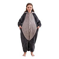 Darkcom Animal Onesie Unisex Adult Pajamas One Piece Cosplay Gray Raccoon Halloween Costume For Women Men Xlarge