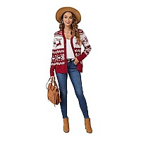 Viishow Women Long Sleeve Button Down V Neck Lightweight Basic Knit Sweater Cardigan Christmas Red Small