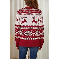 Viishow Women Long Sleeve Button Down V Neck Lightweight Basic Knit Sweater Cardigan Christmas Red Small