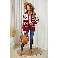 Viishow Women Long Sleeve Button Down V Neck Lightweight Basic Knit Sweater Cardigan Christmas Red Small