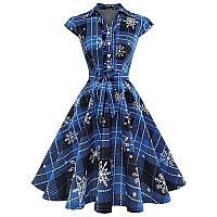 Wedtrend 50S Christmas Dress For Women A Line Themed Party Dress Rockabilly Dress Tea Party Dress Vintage 40S Costume Blueplaids