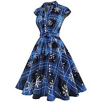 Wedtrend 50S Christmas Dress For Women A Line Themed Party Dress Rockabilly Dress Tea Party Dress Vintage 40S Costume Blueplaids