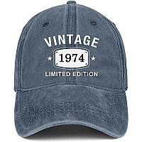 Siteshy 50Th Birthday Gifts For Men Women Vintage 1974 Washed Distressed Baseball Cap Ideas Gift Retro Embroidered Hats 1974Bl