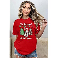 Merry Christmas Shirts For Women Christmas Tree Shirt Tops Cute Christmas Cake Cookies Graphic Tees