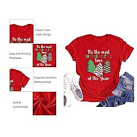 Merry Christmas Shirts For Women Christmas Tree Shirt Tops Cute Christmas Cake Cookies Graphic Tees