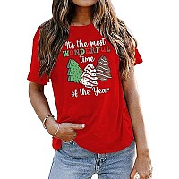 Merry Christmas Shirts For Women Christmas Tree Shirt Tops Cute Christmas Cake Cookies Graphic Tees