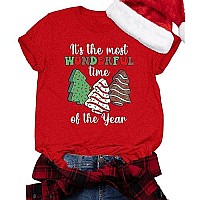 Merry Christmas Shirts For Women Christmas Tree Shirt Tops Cute Christmas Cake Cookies Graphic Tees