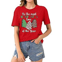 Merry Christmas Shirts For Women Christmas Tree Shirt Tops Cute Christmas Cake Cookies Graphic Tees