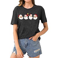 Christmas Shirts For Women Retro Cheerful Santa Tshirt Vintage Santa Claus Graphic Tee Xmas Gift Tops