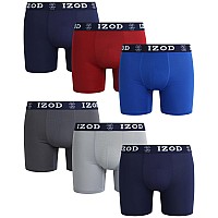 Izod Mens Underwear 6 Pack Sport Soft Performance Boxer Briefs Sxl Size Large Blackbluegreycharcoalred