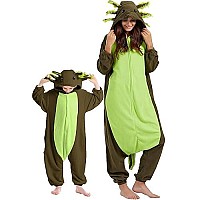 Darkcom Unisex Adult Animal Onesie Cosplay Green Axolotl Onesie Halloween Costume Christmas Pajamas Sleepwear For Women And Men