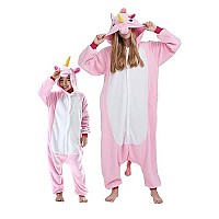 Darkcom Unisex Kids Animal Onesie Cosplay Pink Unicorn Halloween Costume Parentchild Sleepwear Christmas Pajamas For Girls Boys