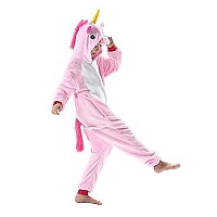 Darkcom Unisex Kids Animal Onesie Cosplay Pink Unicorn Halloween Costume Parentchild Sleepwear Christmas Pajamas For Girls Boys