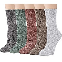 Loritta 5 Pairs Womens Wool Socks Thick Warm Soft Knit Cozy Crew Winter Socks Christmas Gifts Retro Christmas