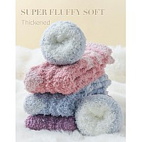 Tehook Womens Fuzzy Socks Soft Cozy Fluffy Slipper Socks Winter Warm Plush Sleeping Socks Christmas Stocking Stuffers Gifts For