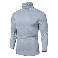 Coofandy Mens Slim Fit Basic Turtleneck T Shirts Casual Knitted Pullover Sweaters Christmas Turtleneck Sweater Gray Blue