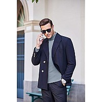 Coofandy Mens Slim Fit Basic Turtleneck T Shirts Casual Knitted Pullover Sweaters Christmas Turtleneck Sweater Gray Blue