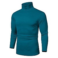 Coofandy Mens Slim Fit Basic Turtleneck T Shirts Casual Knitted Pullover Sweaters Christmas Turtleneck Sweater Denim Blue