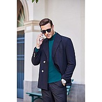 Coofandy Mens Slim Fit Basic Turtleneck T Shirts Casual Knitted Pullover Sweaters Christmas Turtleneck Sweater Denim Blue