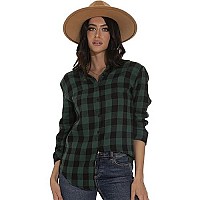 Guanyy Christmas Plaid Shirts For Women Classic Flannel Shacket Shirts Fall Casual Blouses Long Sleeve Buttondown Shirts Green