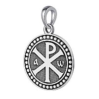 Venicebee Cross Medal Chirho Jesus Christ Name Bible Verse Jn812 Solid 925 Sterling Silver Pendant Necklace With Chain Black V