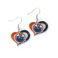 Aminco Nhl Edmonton Oilers Swirl Heart Earrings