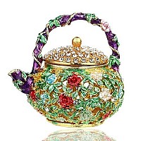 Yufeng Mini Teapot Trinket Box Hinged For Girls Ring Holder Handmade Ring Holder Dish Decorated Teapot