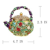 Yufeng Mini Teapot Trinket Box Hinged For Girls Ring Holder Handmade Ring Holder Dish Decorated Teapot