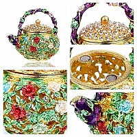 Yufeng Mini Teapot Trinket Box Hinged For Girls Ring Holder Handmade Ring Holder Dish Decorated Teapot