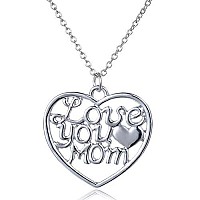 Magicw Gifts For Mom Women Love You Mom Heart Pendant Necklace Mom Gifts Charm Fashion Chain Necklace Gifts For Mom From Son Dau