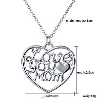 Magicw Gifts For Mom Women Love You Mom Heart Pendant Necklace Mom Gifts Charm Fashion Chain Necklace Gifts For Mom From Son Dau