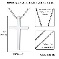 Reve Simple Stainless Steel Silver Tone Cross Pendant Chain Necklace For Men Women 2022 Men17102 Pendant22 Ro