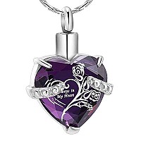 Constantlife Crystal Heart Shape Cremation Jewelry Memorial Urn Necklace For Ashes Stainless Steel Ash Holder Pendant Keepsake