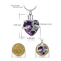 Constantlife Crystal Heart Shape Cremation Jewelry Memorial Urn Necklace For Ashes Stainless Steel Ash Holder Pendant Keepsake