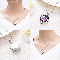 Constantlife Crystal Heart Shape Cremation Jewelry Memorial Urn Necklace For Ashes Stainless Steel Ash Holder Pendant Keepsake