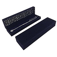 Designster Hollow Sapphire Blue Velvet Necklace Box Long Chain Necklace Storage Case Jewelry Packaging Gift Box