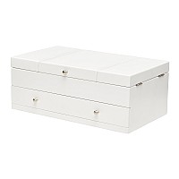 Mele And Co Everly Wooden Triple Lid Jewelry Box In White