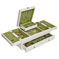 Mele And Co Everly Wooden Triple Lid Jewelry Box In White