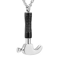 Shajwo Hammer Urn Necklace For Ashes For Mencremation Jewelry For Ashes For Women Keepsake Memorial Locket Pendantsilverblack