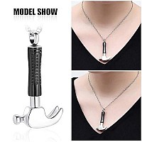 Shajwo Hammer Urn Necklace For Ashes For Mencremation Jewelry For Ashes For Women Keepsake Memorial Locket Pendantsilverblack