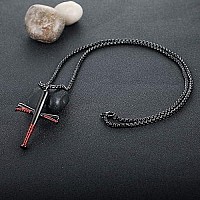 Baseball Bat Stainless Steel Cross Pendant Necklace For Boy Men With 24Black Chain