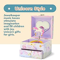 Jewelkeeper Musical Jewelry Box With Spinning Unicorn Glitter Rainbow And Stars Design The Unicorn Tune