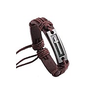 Caiyao Fashion Cross Leather Bracelet Alloy Cross Religious Gifts For Men Boys Jewelrybrown