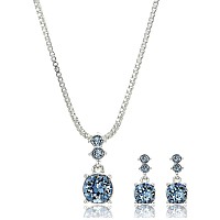 Nine West Womens Boxed Necklacepierced Earrings Set Silverblue One Size