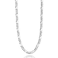 Miabella 925 Sterling Silver Italian 5Mm Diamondcut Figaro Link Chain Necklace For Women Men Made In Italy 16 Inches Women