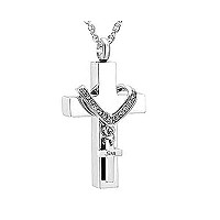 Memorialu Cross Urn Necklaces For Ashes Cremation Crucifix Keepsake Memorial Pendant Necklace Son